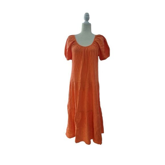 Lilly Pulitzer Zemini Women's Boho  Cotton Mandarin Orange Tiered Maxi Dress XXS - Picture 4 of 9